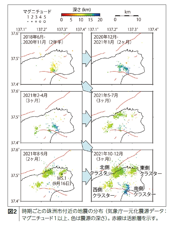 群発地震の分布(1)